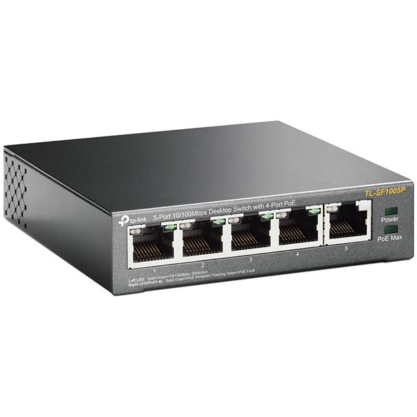   Switch ethernet   Switch 5 ports 100Mbits dont 4 PoE 58W TL-SF1005P