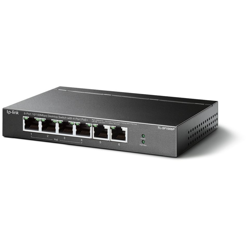 Switch 6 ports 100Mbits dont 4 PoE+ 67W TL-SF1006P